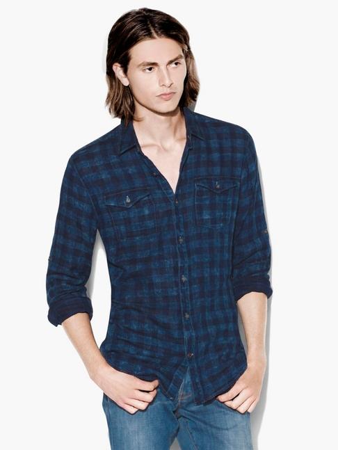 John Varvatos Roll-up Sleeve Plaid Shirt  Size: Xs