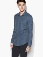 John Varvatos Windowpane Shirt Blue Heather Size: S