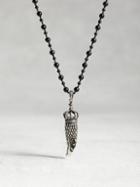 John Varvatos Sterling Raven Skull Onyx Bead Necklace