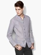 John Varvatos Crinkled Stripe Shirt Indigo Size: S