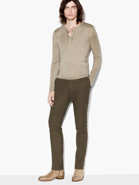 John Varvatos Long Sleeve Henley Rye Size: S