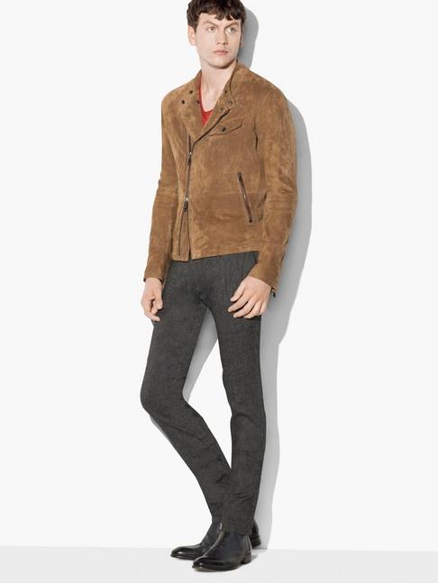 John Varvatos Suede Asymmetric Moto Jacket