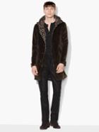 John Varvatos Exposed Leopard Velvet Parka