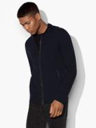 John Varvatos French Terry Leather Trim Hoodie