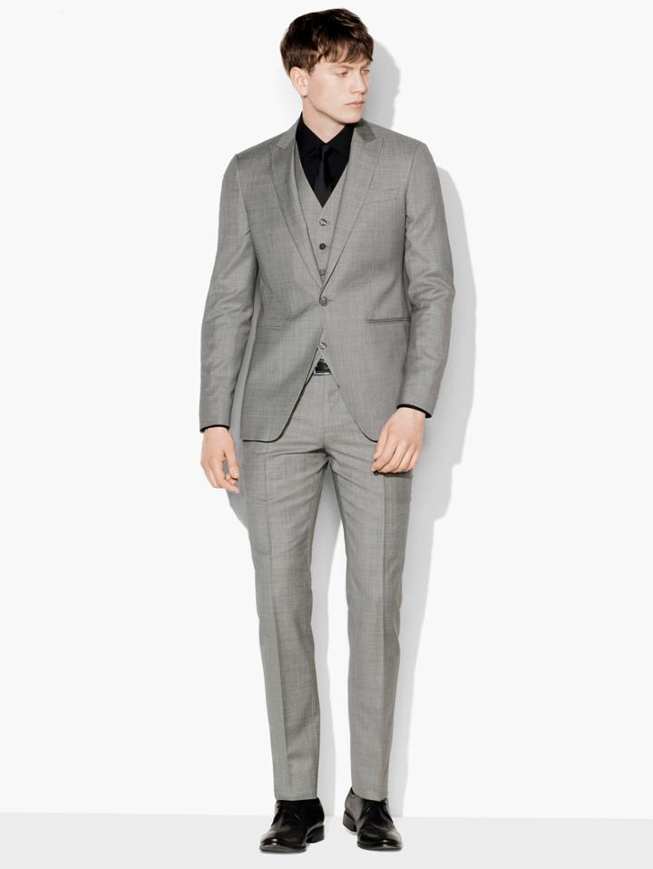 John Varvatos Austin Wool Suit Arsenic Size: 46 Rg