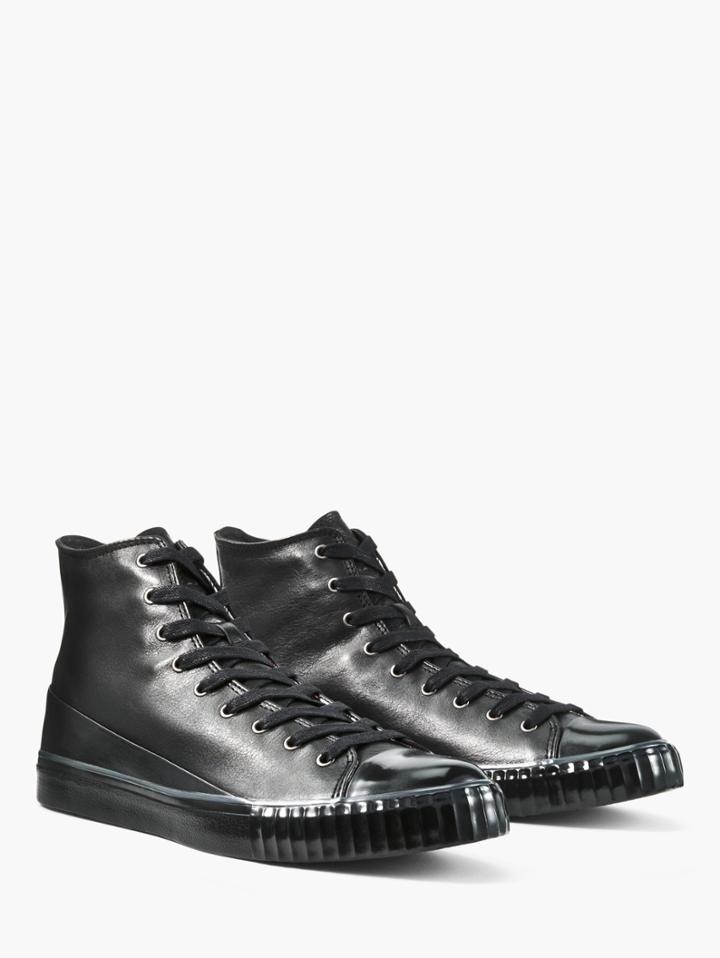 John Varvatos Leather Mid Top Black Size: 8