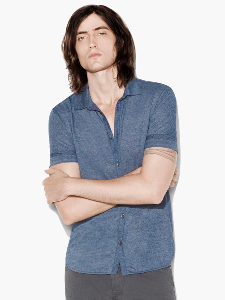 John Varvatos Short Sleeve Shirt Royal Blue Size: Xs