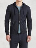 John Varvatos Zip Hoodie With Herringbone Detail