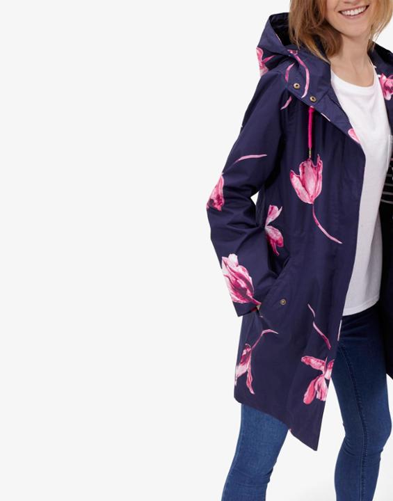 Joules Clothing Us Joules Raina Waterproof Parka - French Navy Tulips