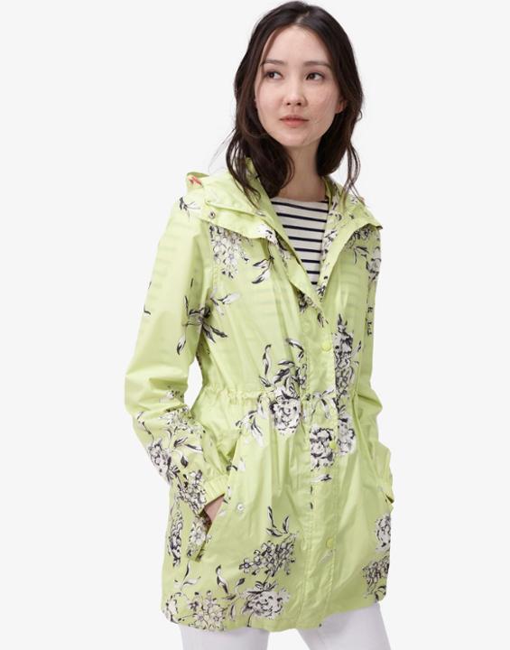 Joules Clothing Us Joules Golightly Waterproof Packaway Parka - Lime Floral