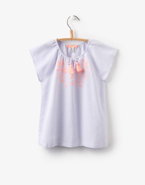 Joules Clothing Us Joules Tania Woven Peasant Top - Lavender Stripe