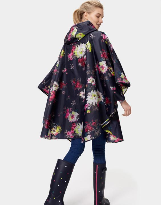 Joules Clothing Us Joules Showerproof Poncho - French Navy Floral