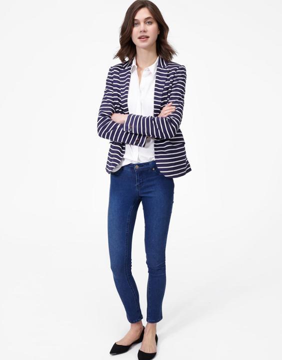 Joules Clothing Us Joules Mollie Soft Jersey Blazer - Hope Stripe French Navy