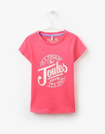 Joules Clothing Us Joules Pixie Screen Print Jersey T Shirt - Neon Candy Joules