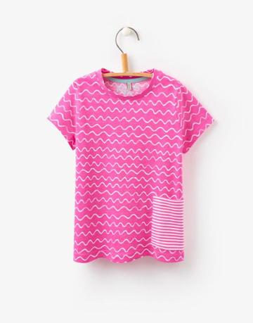 Joules Clothing Us Joules Clara Pocket T Shirt - Pink Wave Stripe