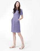 Joules Clothing Us Joules Ariana Jersey Pleat Dress - Pool Blue Geo