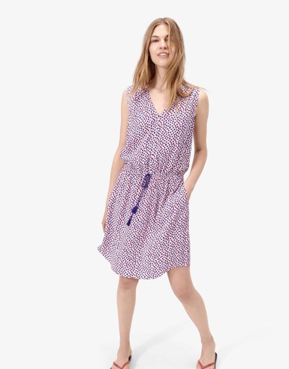Joules Clothing Us Joules Savannah Gather Tie Dress - Orange Brush Strokes