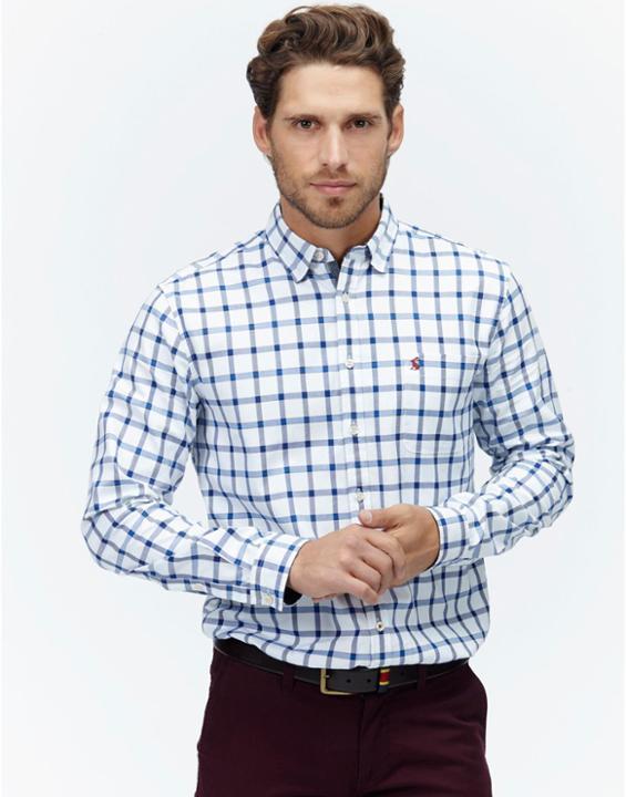 Joules Clothing Us Joules Wilbyclassic Classic Oxford Shirt - Blue Overcheck