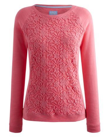 Joules Clothing Us Joules Alice Lace Front Sweatshirt - Pretty Pink