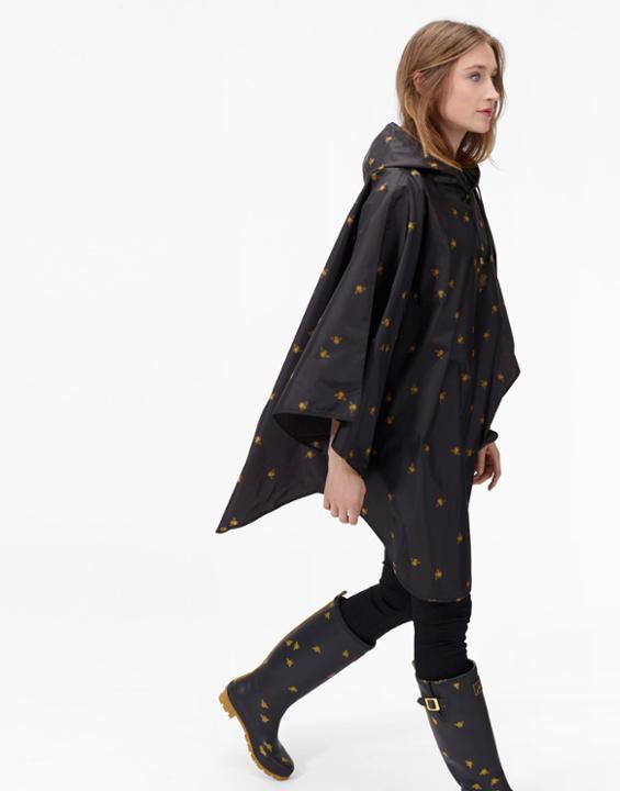 Joules Clothing Us Joules Poncho Printed Showerproof Poncho - Black Bees