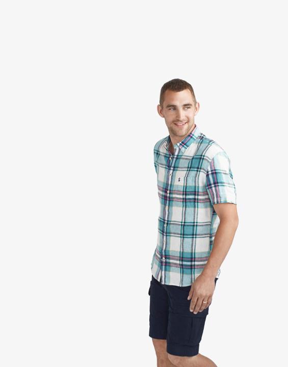 Joules Clothing Us Joules Wilson Slim Fit Linen Shirt - Jade Tartan
