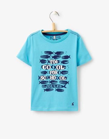 Joules Clothing Us Joules Ben Screen Print Jersey T Shirt - Turquoise School