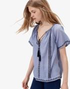 Joules Clothing Us Joules Diaz Embellished Top - Chambray