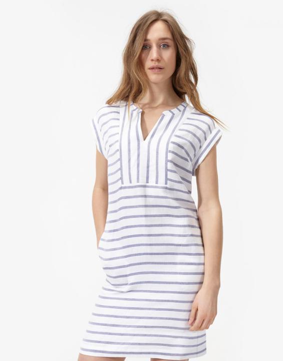 Joules Clothing Us Joules Inez Linen Dress - Pool Blue Stripe