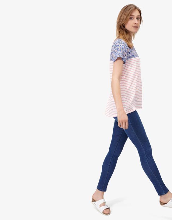 Joules Clothing Us Joules Suzy Jersey Woven Mix T Shirt - Blue Ditsy