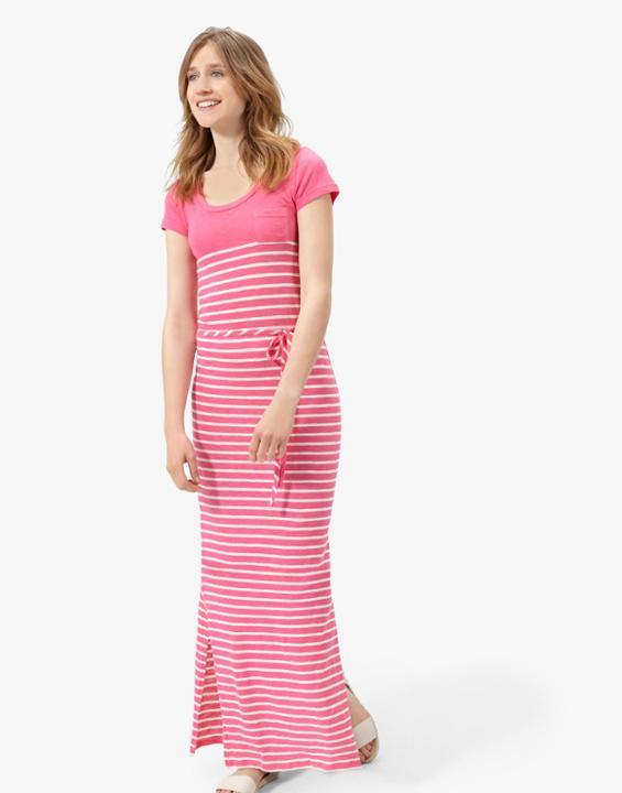 Joules Clothing Us Joules Shona Jersey Maxi Dress - Neon Candy Stripe