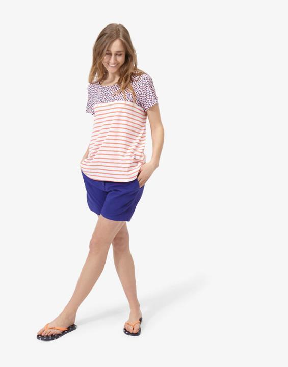 Joules Clothing Us Joules Suzy Jersey Woven Mix T Shirt - Flouoro Orange Stripe