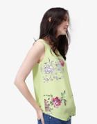 Joules Clothing Us Joules Iris Jersey Woven Mix Top - Lime Floral