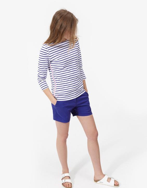 Joules Clothing Us Joules Harbourluxe Embellished Top - Pool Blue Stripe