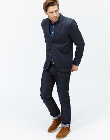 Joules Clothing Us Joules Farhill Tweed Look Jersey Jacket - Navy Tweed