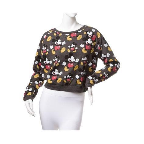 Womens Mickey Mouse Cropped Pullover Shirt