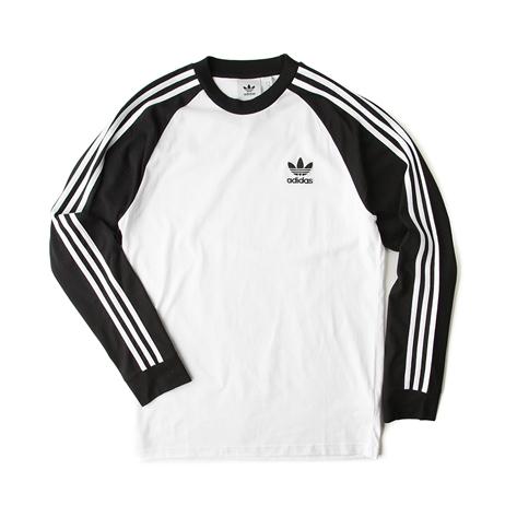 Mens Adidas Three Stripe Long Sleeve Tee
