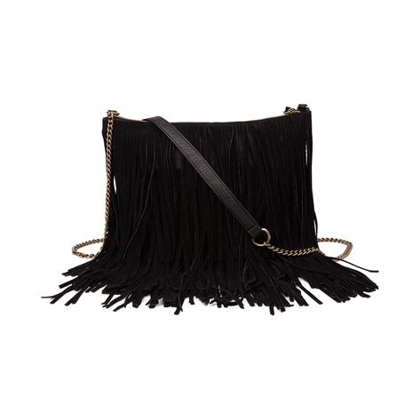 Womens Suede Fringe Crossbody Handbag