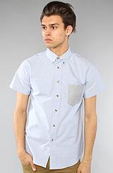 General Assembly:the Short Sleeve Contrast Buttondown Shirt In Blue & Gray, Buttondown Shirts For Men