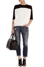 Karen Millen Colorblock Pod Knit Sweater Black & White