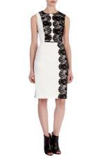 Karen Millen Cotton And Lace Shift Dress Black & White