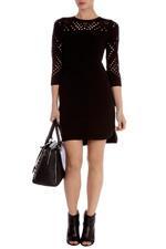Karen Millen Knit And Mesh Stitch Dress Black