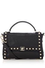 Karen Millen Studded Leather Satchel Black