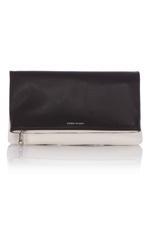 Karen Millen Leather Fold Over Clutch Black & White