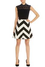 Karen Millen Graphic Stripe Full Skirt Black & White