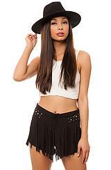 One Teaspoon:the Khaleesi Fringed Shorts In Black, Shorts For Women