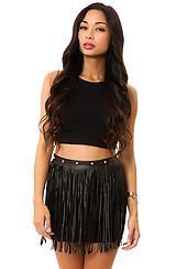 Reverse:the Faux Leather Fringe Skirt, Skirts For Women
