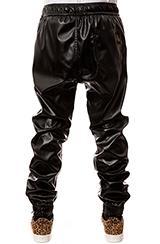 Seize&desist:the Rich Drop Crotch Jogger (black Perforated Leather), Pants For Men