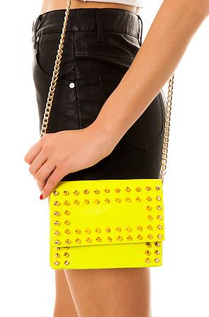 *accessories Boutique Women's The Studded Crossbody Clutch In Neon Yellow, Bags (handbags/totes)