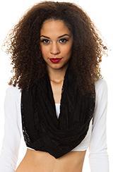 Marialia:black Lace Circle Scarf, Scarves For Women