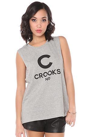 Crooks And Castles Women's The No Love Muscle Tank In Heather Grey, T-shirts